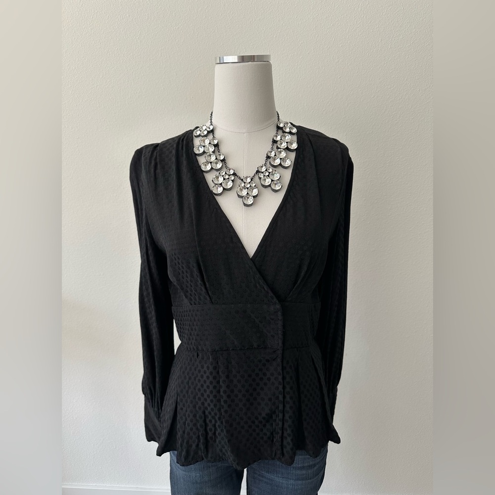 SOMETHING NAVY Black Peplum Dress Top